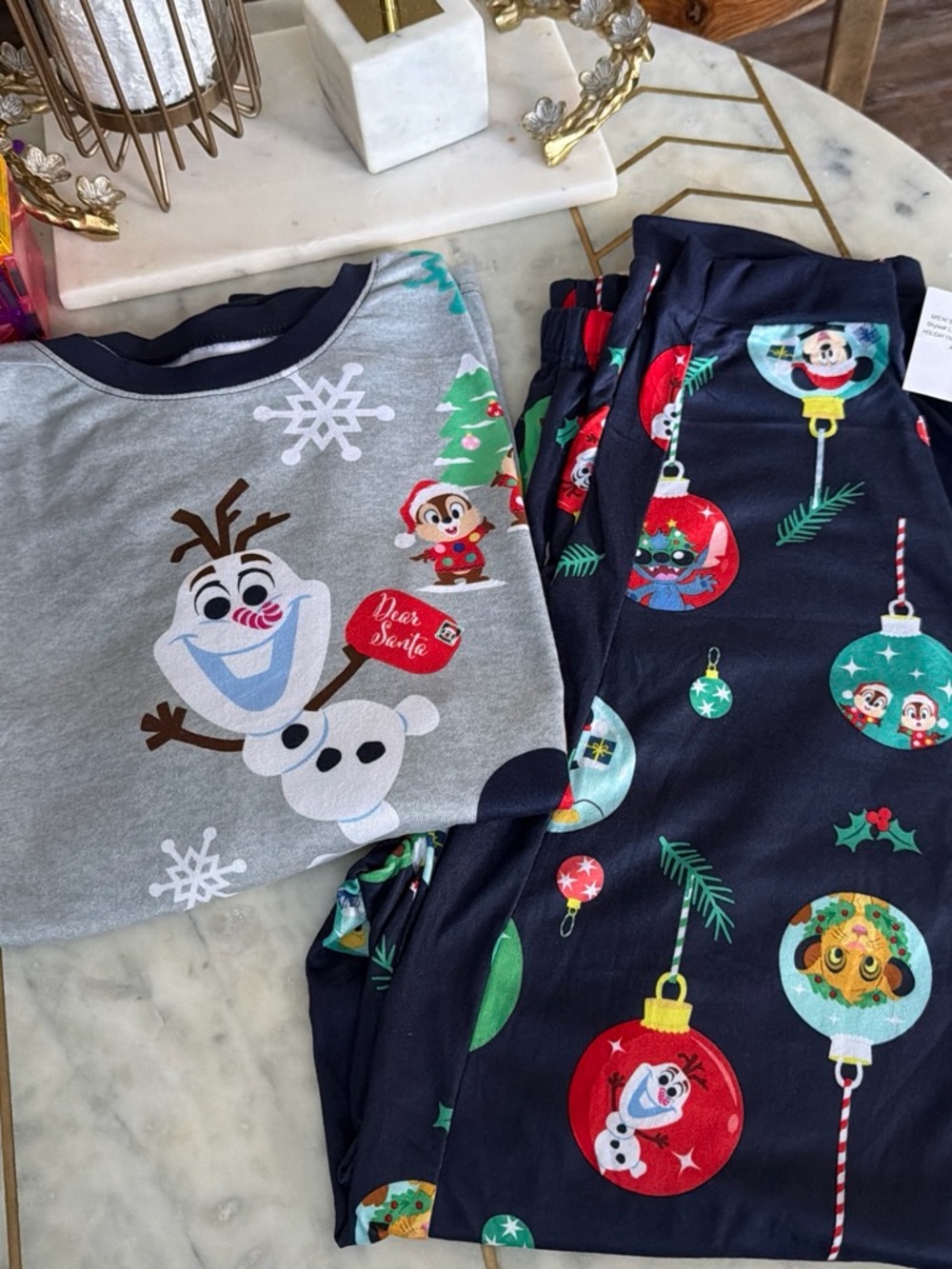 Disney Kids Olaf Holiday Pajama Set - Gray & Navy
